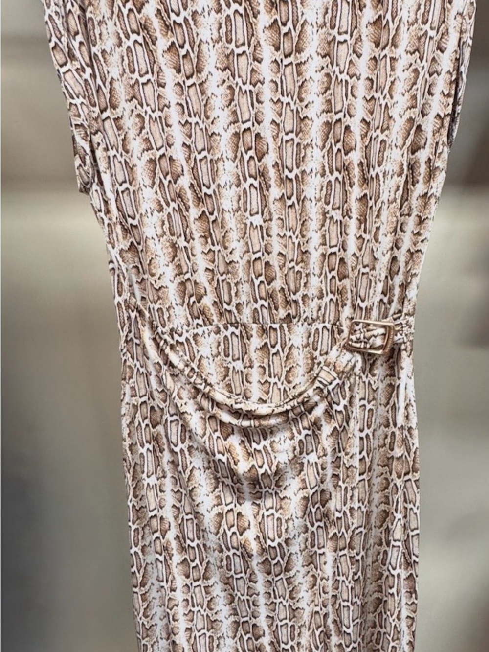 MICHAEL Michael Kors Beige & Brown Snake-Print Midi Dress with Belt
